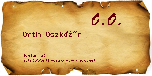 Orth Oszkár névjegykártya
